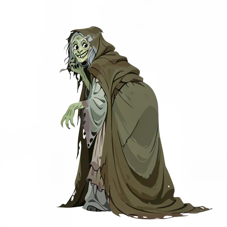 Hag, Elderly Woman, Crone, Grey Hair, Wrinkled Skin, Green S...