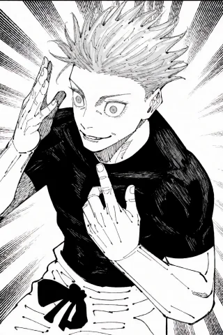 Satoru Gojo, Manga Style, Black Shirt, White Baggy Pants, Mo... — Stable Diffusion AI Prompt: satoru gojo, manga style, black shirt, white baggy pants, monochrome, greyscale,...