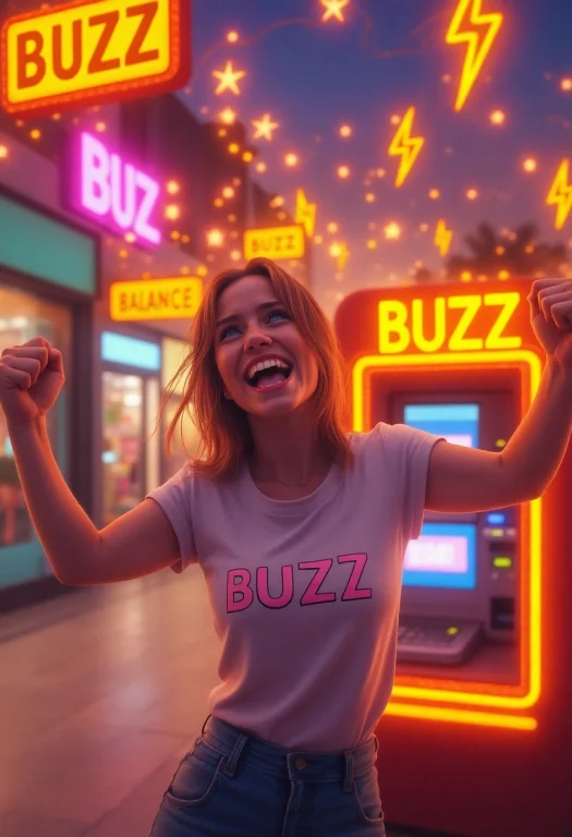 Buzzstyle, A Bright, Vibrant Scene Set Inside A Colorful Sho...