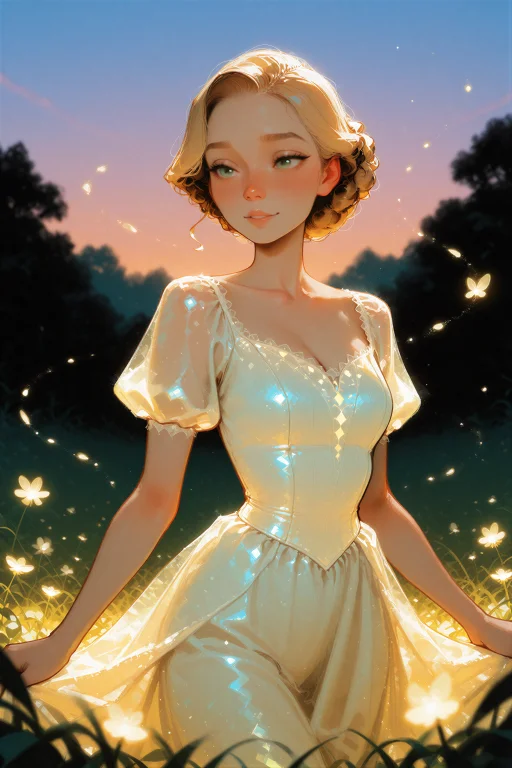 Digital Illustration, A Princess With Soft Golden Hair Weari...