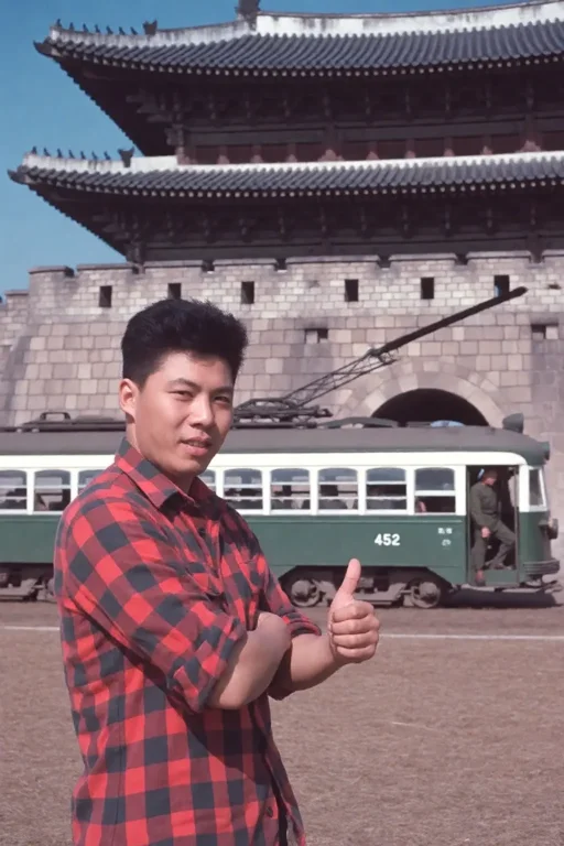 This Is A Color Photograph Capturing A Man Standing In Front...