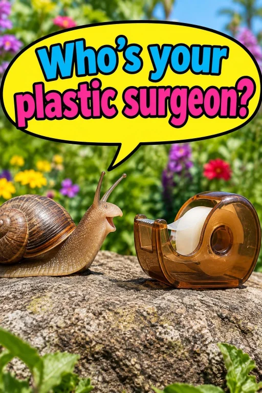 A Realistic Image Of A Snail Talking To A Scotch Tape Dispen...