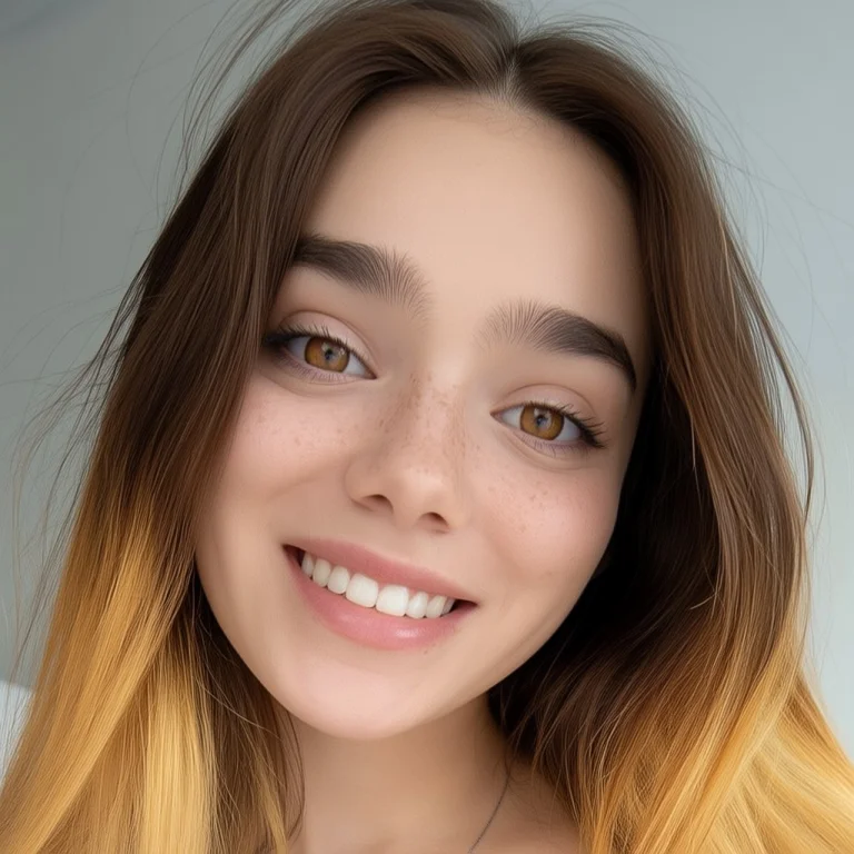 Marinax, A Close-up Selfie Of A Young Woman Smiling, Amber E...