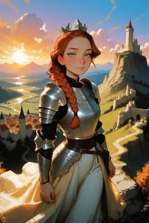 Digital Illustration, A Princess With Braided Auburn Hair We...