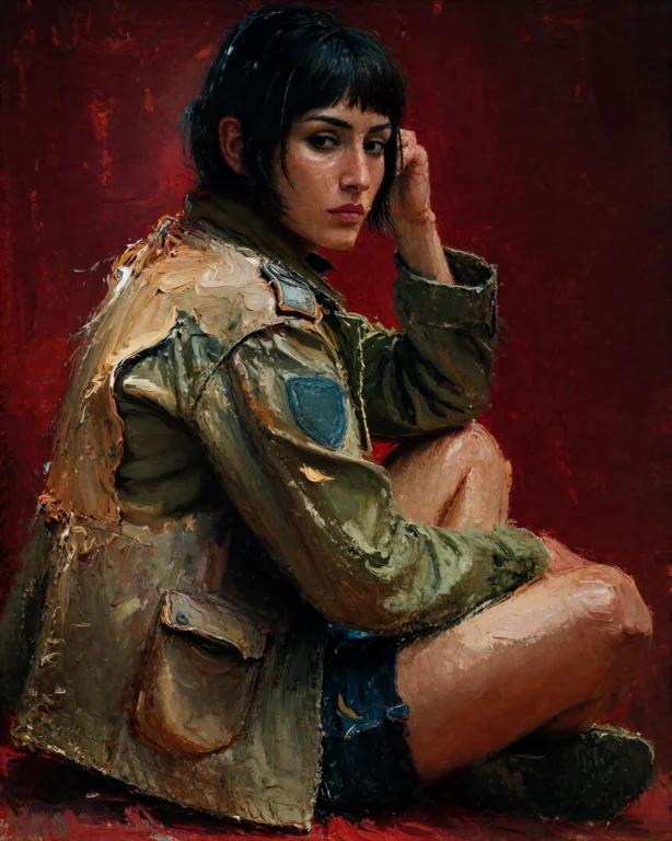 Yfg-thorn Style A Woman Sits On Her Haunches Turned Three-qu...