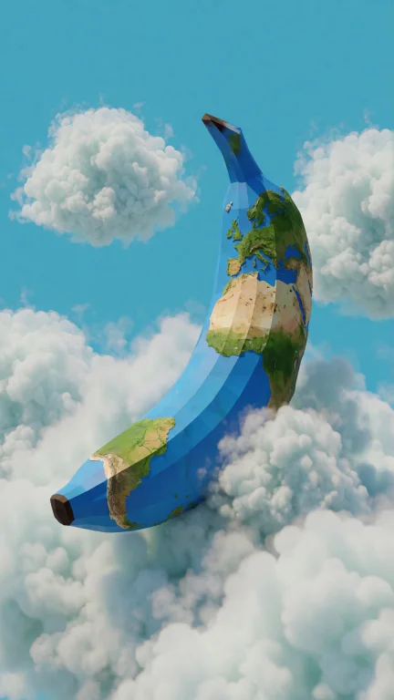 A Hiqh Quality, Polished Low-poly Rendering Of A Blue Banana...