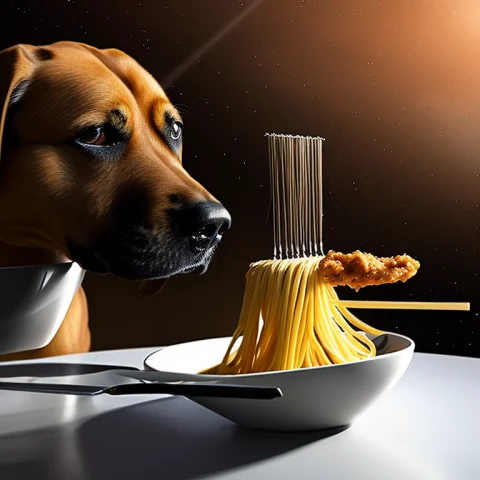 A Dog Eating Spaghetti, Davespacefour-768 — Stable Diffusion AI Prompt: A dog eating spaghetti, DaveSpaceFour-768