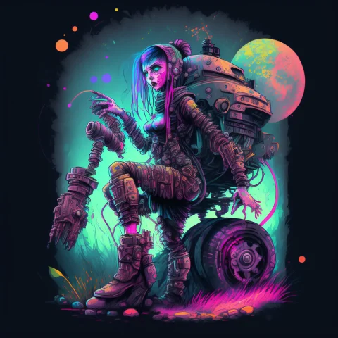 Inkpunk Robot Girl — Stable Diffusion AI Prompt: InkPunk robot girl