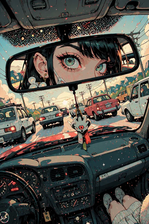 A Stylized, Graphic Illustration From A Drivers Perspective...