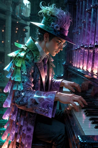 , Fluorite Mineral, Flu0rite, Iridiscent, A Crystal Musician... — Stable Diffusion AI Prompt: , fluorite mineral, flu0rite, iridiscent, a crystal musician in a coat of thin a...