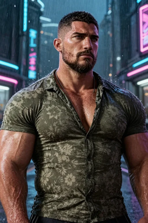1man, Torso, Standing, Mature, Extremely Muscular, Huge Ches...