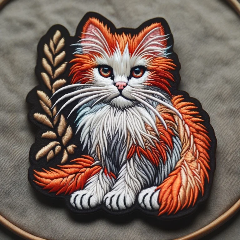 Ral-embroideredpatch, Embroidered Patch Of A Fluffy Orange C...