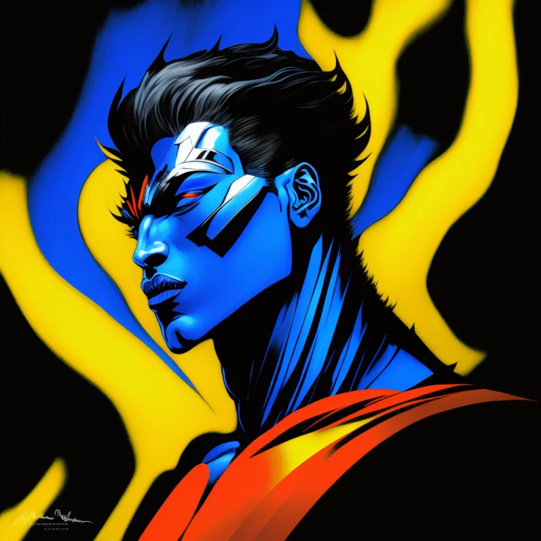 Portrait Of A Villain Superhero On A Black Background As A T...