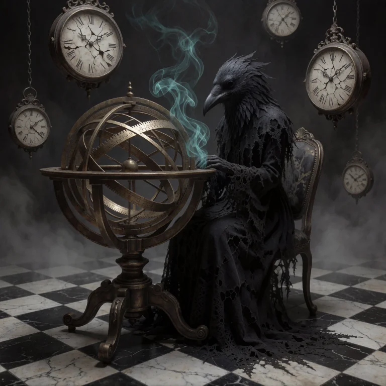 A Gothic Surreal Scene Of A Raven-masked Figure In Tattered...