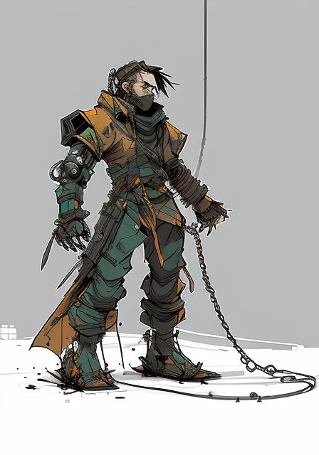 Nvinkpunk Of A Rustic Wired Robot Ninja With A Sword And A C...