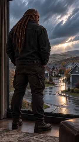Lxnml Alien Warrior, Full Length From Behind, Eye-level, Sta... — Stable Diffusion AI Prompt: lxnml alien warrior, full length from behind, eye-level, standing at window gazi...
