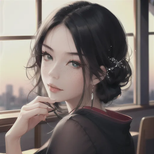 Japan Face Girl, Beautiful, Tokyo Cafe, In Room