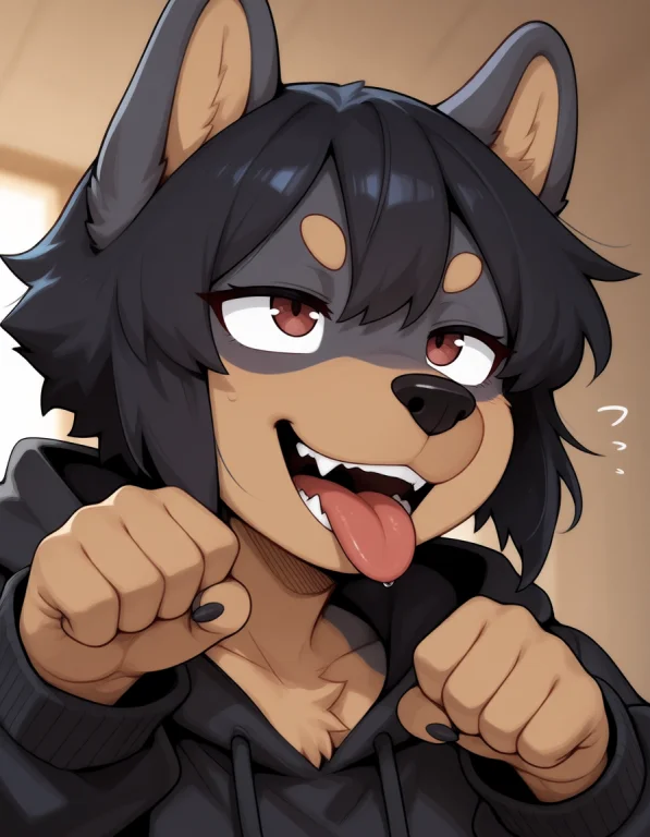 Gumdong, Clenched Hands, Open Mouth, Tongue, Smile, Paw Pose...