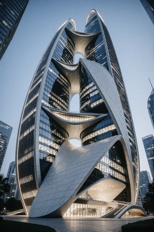 Zhaarchstyle, A Monumental Futuristic Skyscraper Rising Into...