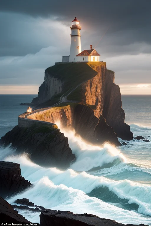 Masterpiece1.2, Best Quality, A Lone Lighthouse On A Storm-b...