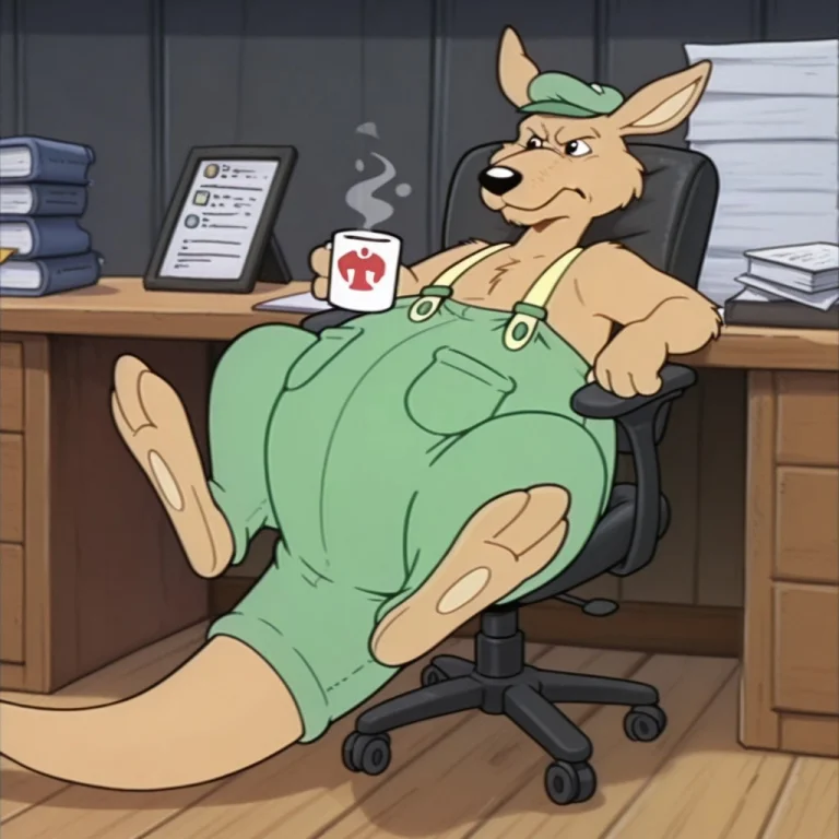 Mature Male, Splodgebbil, Semi-anthro, Male, Kangaroo, Tan F...