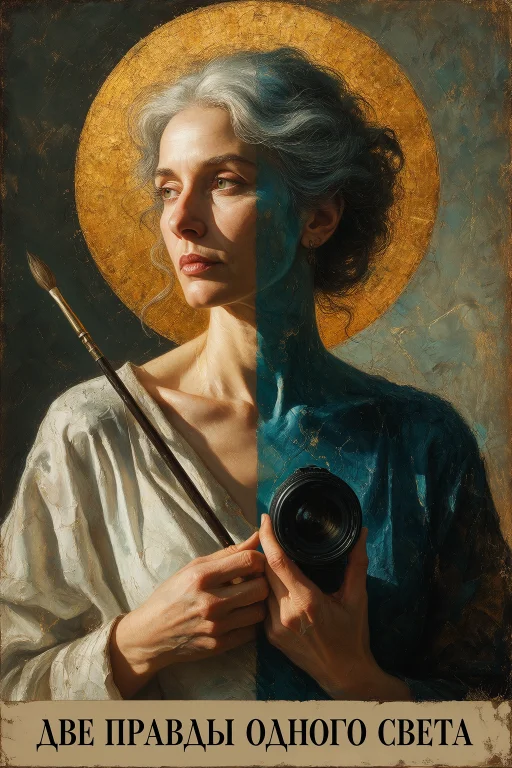 Hybrid Manifesto Portrait, Full-body Of A 45-year-old Muse W...