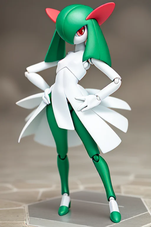 Looking At Viewer, Kirlia, Green Hair, Red Eyes, White Dress...
