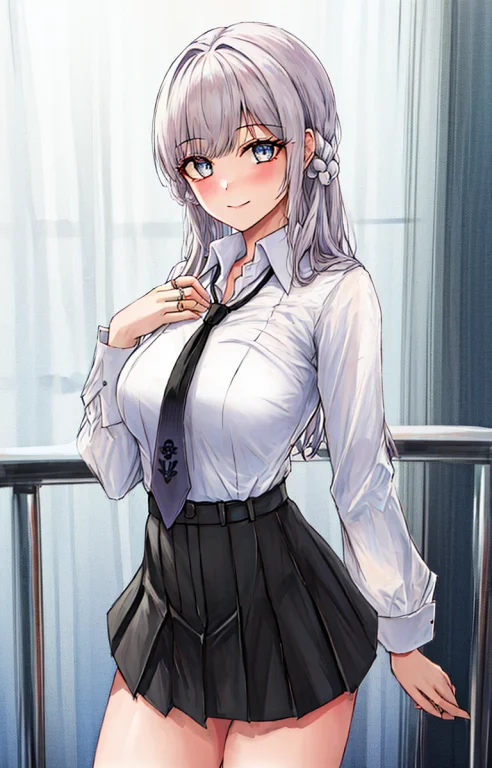 Best Quality, Ringed Eyes, 1girl, Standing, White Collared S...
