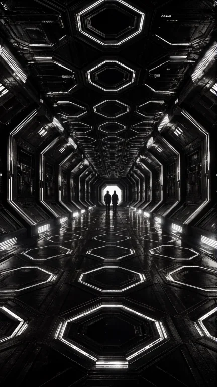 A High-contrast, Black And White Photograph Captures A Long...