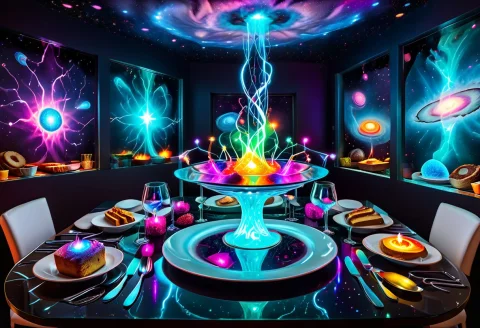 Masterpiece, Best Quality, Indoor Still Life Scene, Mystical... — SDXL AI Prompt: masterpiece, best quality, indoor still life scene, mystical dining table, no hu...