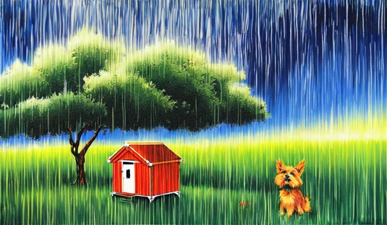 A Lonely Dog Sitting In The Rain Scg768-illustrate