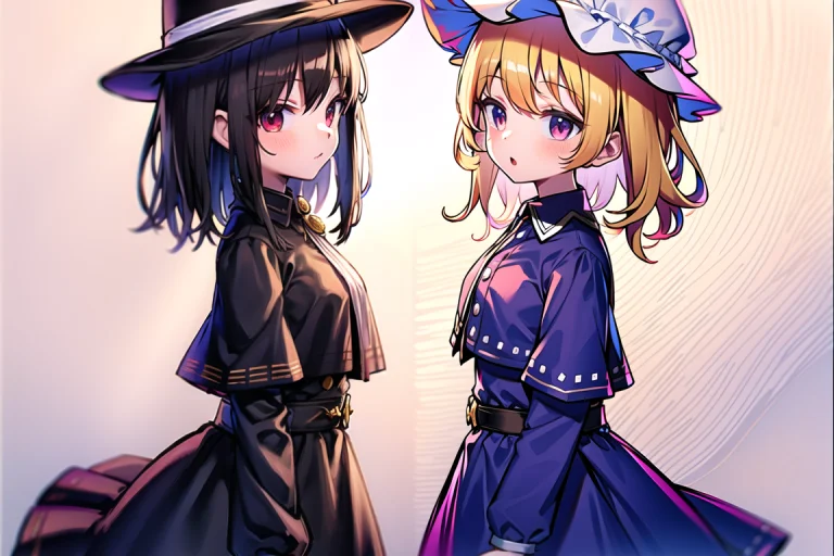 Best Quality, Ultra High Res, And 2girls, Facing Left, Looki...
