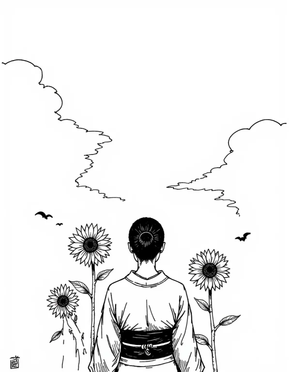 Aidmahidreamstyle, A Minimalist Monochrome Ink Illustration...