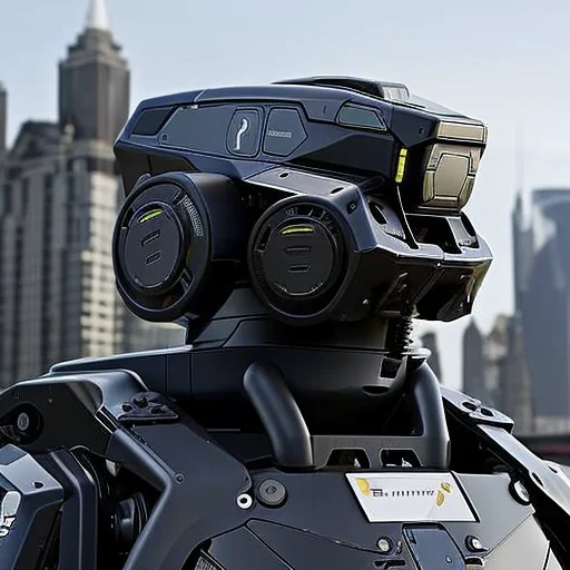 A Realistic Photograph Of A 3d Nousr Robot In A Modern City