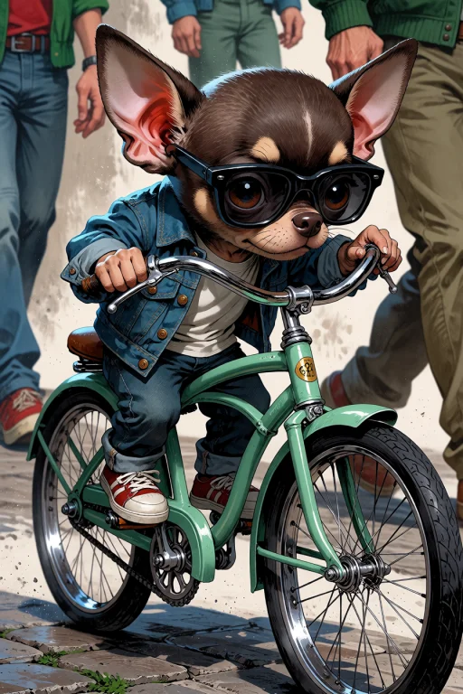 , A Medium Shot Of A Tiny Bipedal Anthropomorphic Chihuahua...