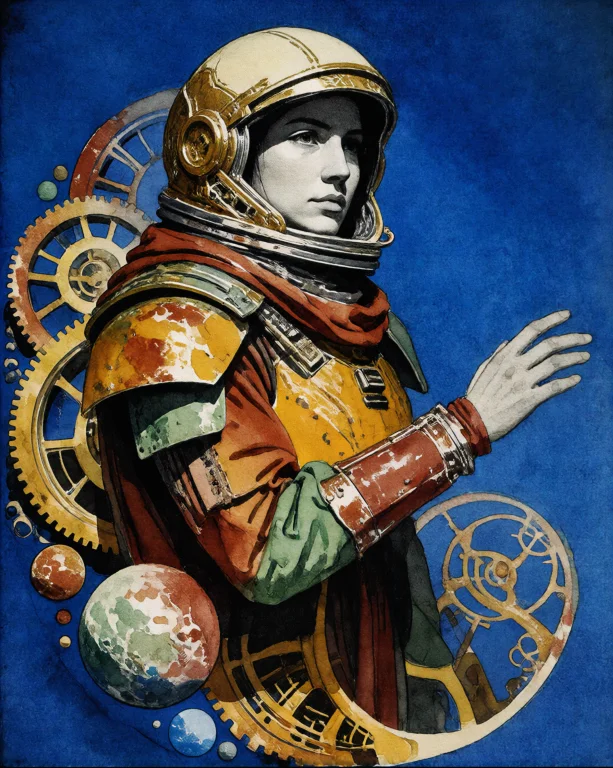 Dcobmon. A Watercolor Illustration On A Solid Deep Blue Back...