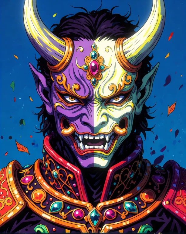 N0vuschr0ma Style An Ornate Demon Mask Rendered As Digital I...
