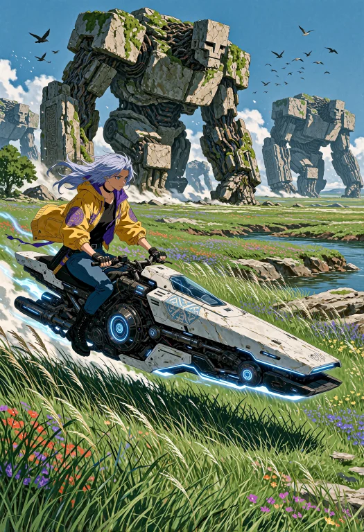Cinematic Futuristic-fantasy Anime Illustration, Wide Horizo...