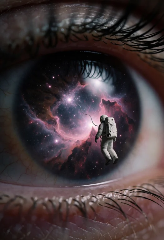 Surrealist Digital Composite Art, Macro Extreme Close-up Of...