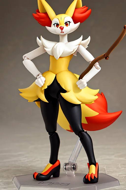 Looking At Viewer, Braixen, Pokemon, Holding Stick, Fur, Lor...