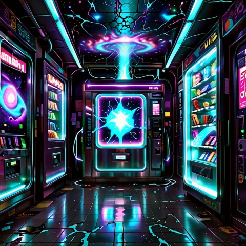 Masterpiece, Highly Detailed, Surreal Cinematic Scene, A Sin... — SDXL AI Prompt: masterpiece, highly detailed, surreal cinematic scene, a single ordinary vending...