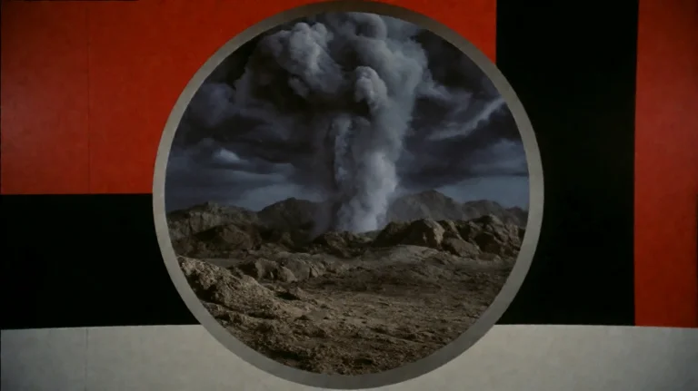 Spcssn11975, A Circular Viewport Frames A Desolate, Rocky La...