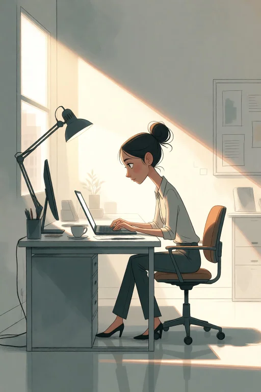 Strangedaal. A Single Professional Sits At A Minimalist Desk...