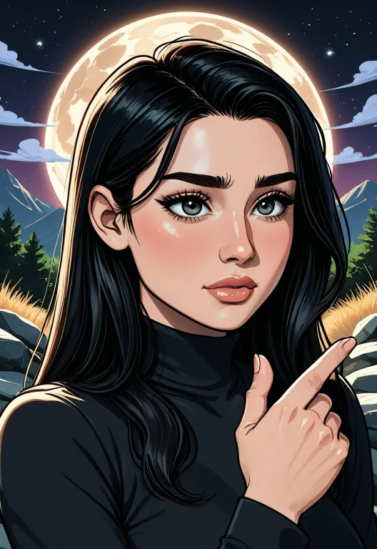 Woman Upper Body, Black Hair, Hand Thumb Up, Worried, , Wear...