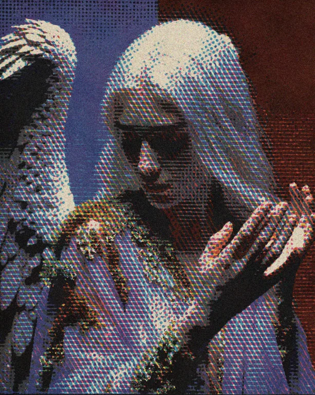 A Soft-focus Color Photograph Of A Pale-skinned Winged Figur...