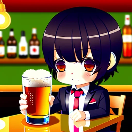 Chibisjstyle, A Sad Man1.0 In A Bar Drinking A Beer, Intrica...