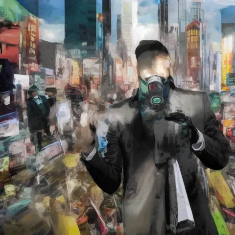 Photo Glitchstick1 2 Man A City Plagued By A Deadly Virus Ou... — Stable Diffusion AI Prompt: photo (glitchstick:1) 2 man a city plagued by a deadly virus outbreak 