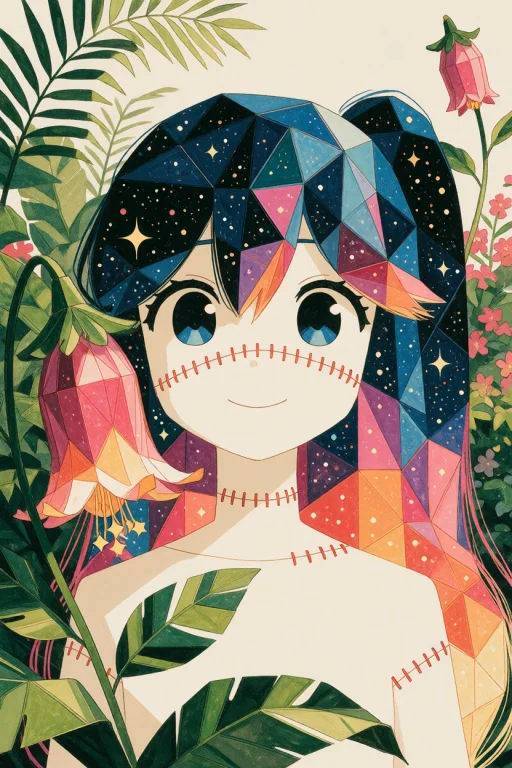 Drawing, Zidiusart, Stitched, V4l3f0r9, 1 Girl , Ponytail ,...