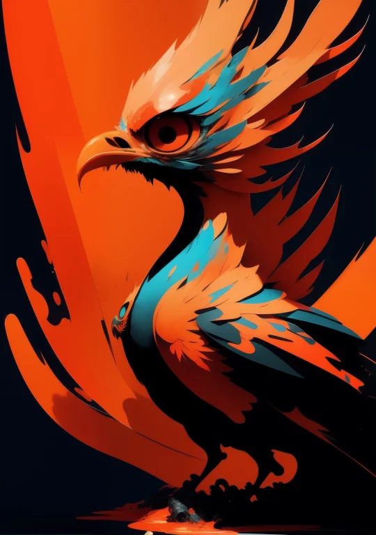 Orange Phoenix With Red Eyes 3d Render Pixar Stylemodel Made...