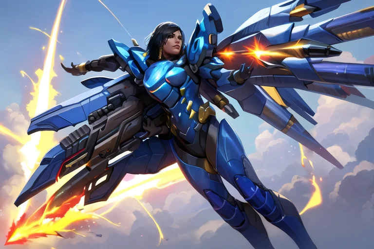 Pharah, Full Power Armor, Justicerain, Thrusters, Jetpack, M...